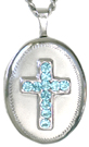 cross with stones oval locket