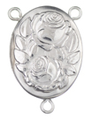 Sterling rose locket rosary center