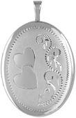 L8055 2 hearts with scroll 20 oval locket