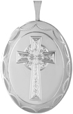 L8072 sterling oval cross locket