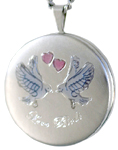 L1007 sterling love birds 22mm round locket