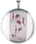 L1047E five butterflies round locket