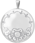 L1097 sterling round locket with scrolls