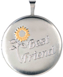 L1102 embossed best firend round locket