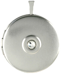 round sterling locket with stone center