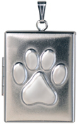 embossed paw rectangle pet locket