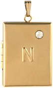 L8507 embossed initial rectangle locket