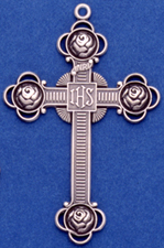 C362 Large sterling Rose Cross pendant