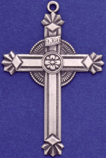 C385 large sterling ornate cross necklace